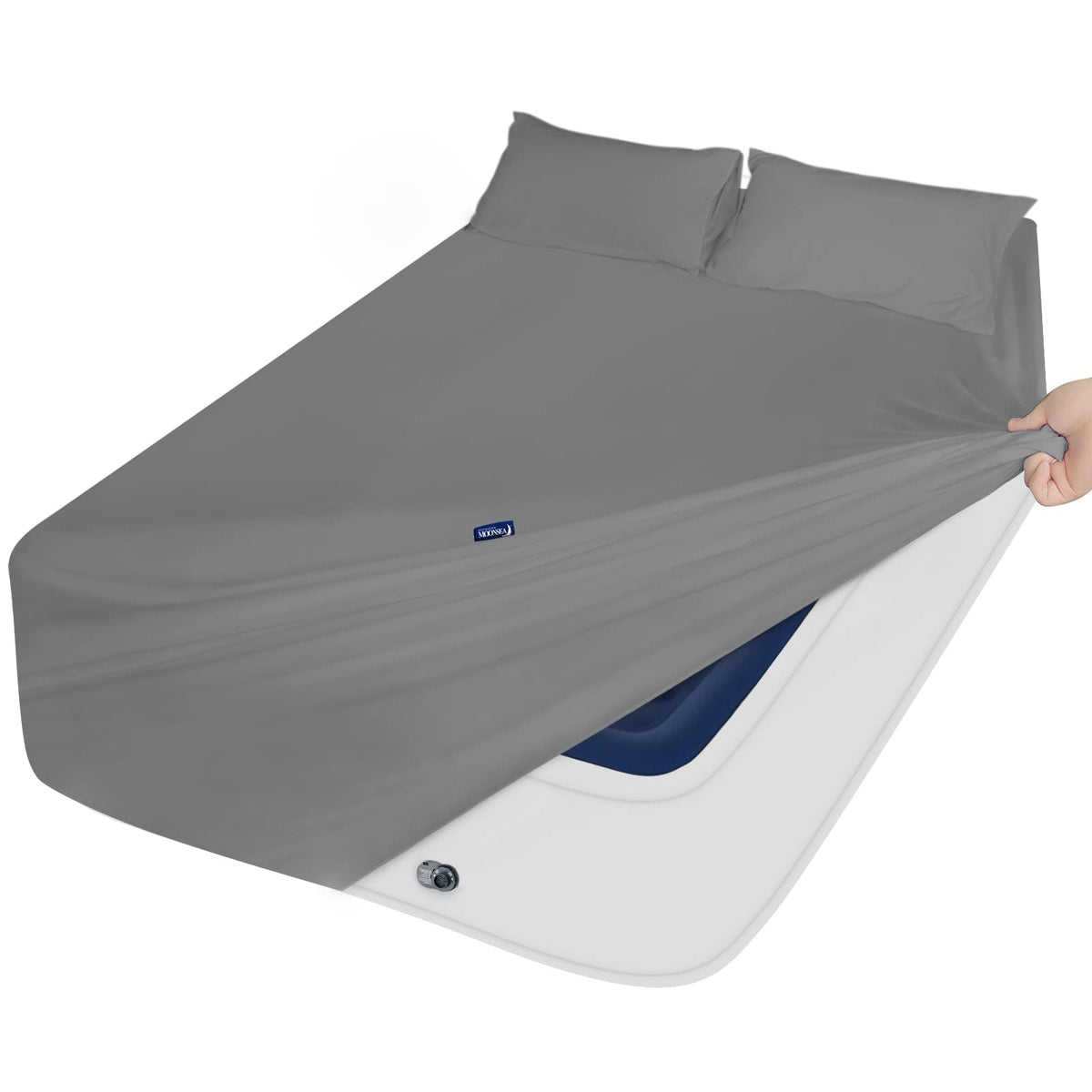 California King Sheet Sets For Air Mattress - Extra Deep Pocket Cal King Sheet Set - 3Pcs Side Storage Pocket Fitted Sheet & Pil