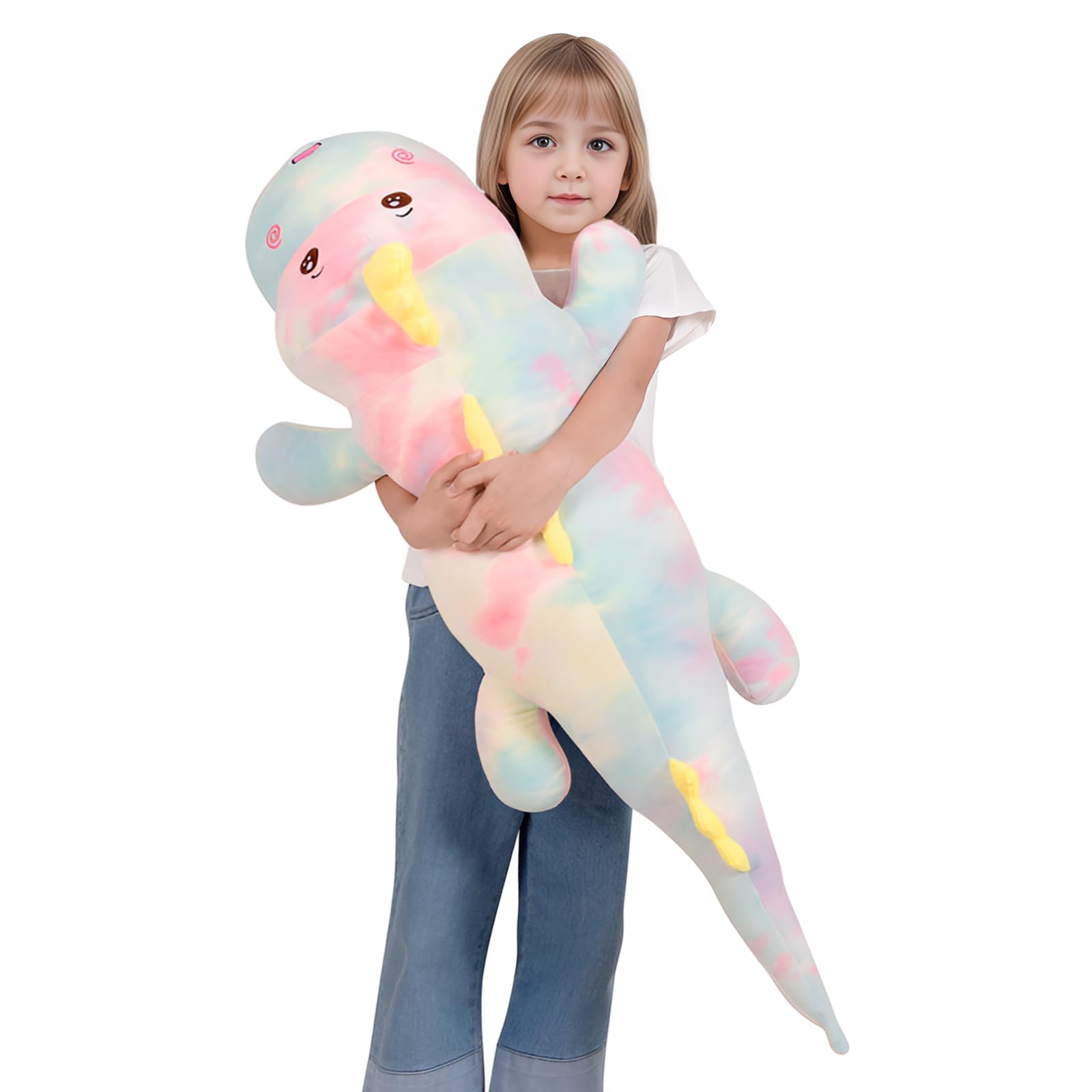 32Inch Giant Colorful Dinosaurs Plush Toys Body Pillow, Cute Dinosaur Stuffed Animals Doll, Soft Big Dinosaur Plushies, Gift For