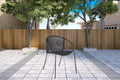 Three Piece Gray and Black Round Stone Dining Set with Two Chairs