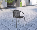 Five Piece Gray and Black Round Stone Dining Set with Four Chairs