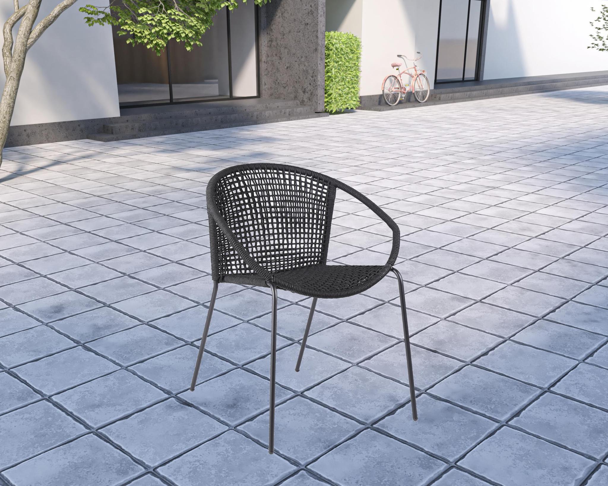 Five Piece Gray and Black Round Stone Dining Set with Four Chairs