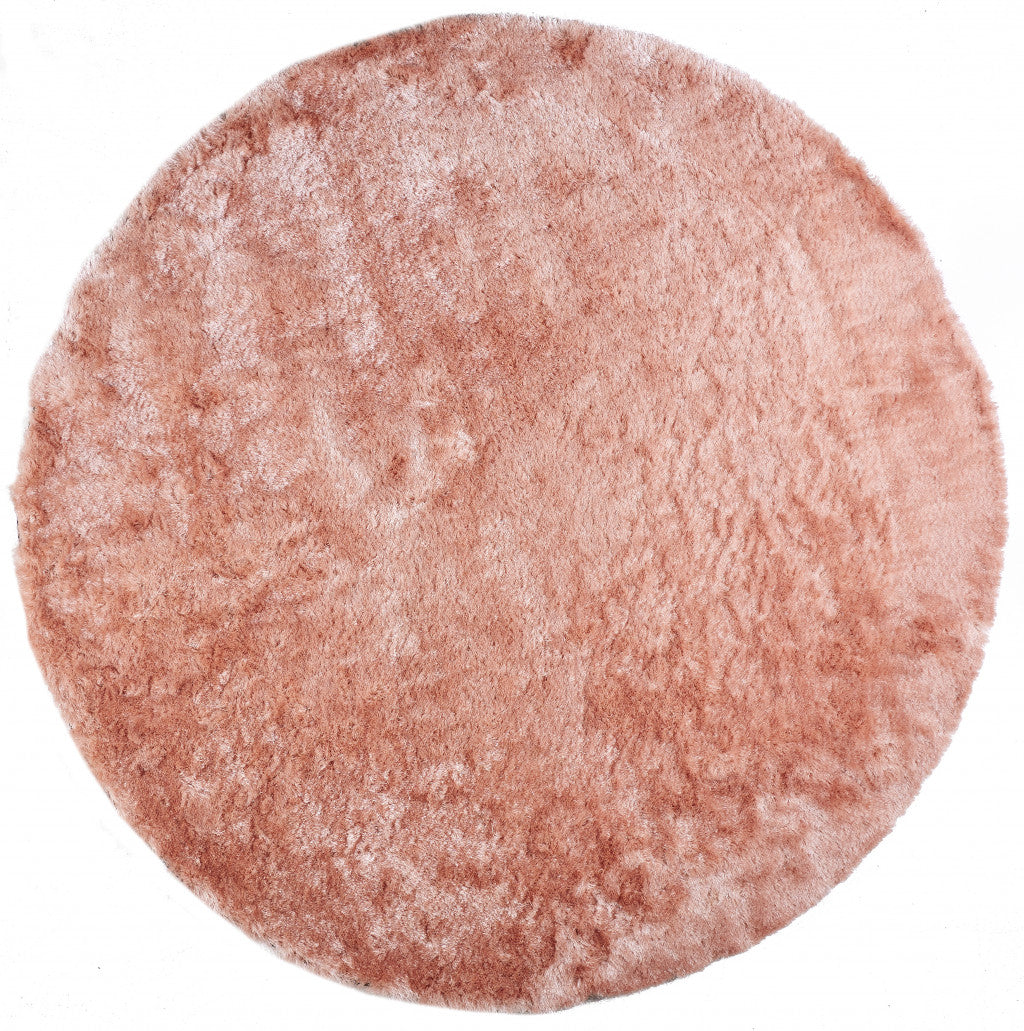 HomeRoots 510946 10 ft. Shag Tufted Handmade Round Rug Pink