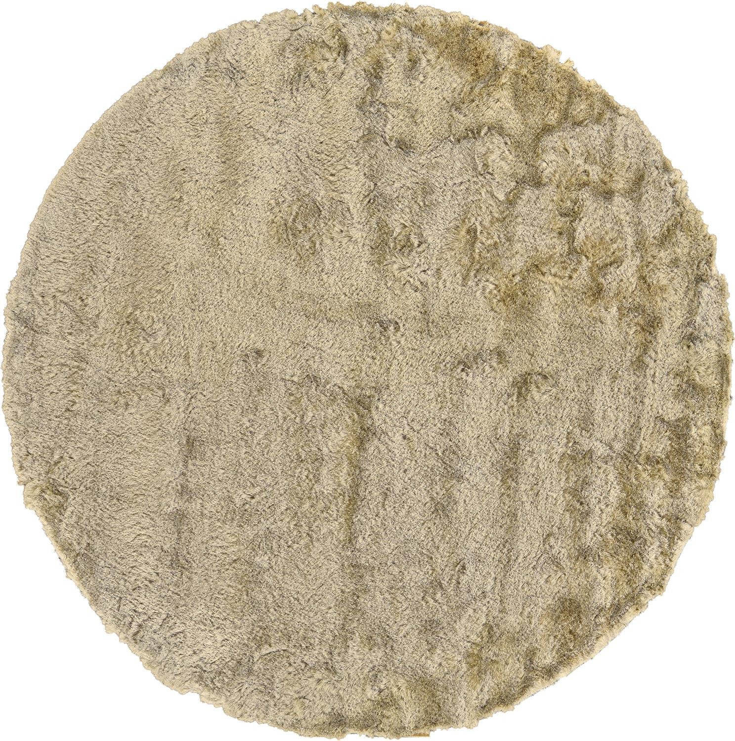 HomeRoots 510967 10 ft. Tan & Taupe Shag Hand Tufted Handmade Round Area Rug