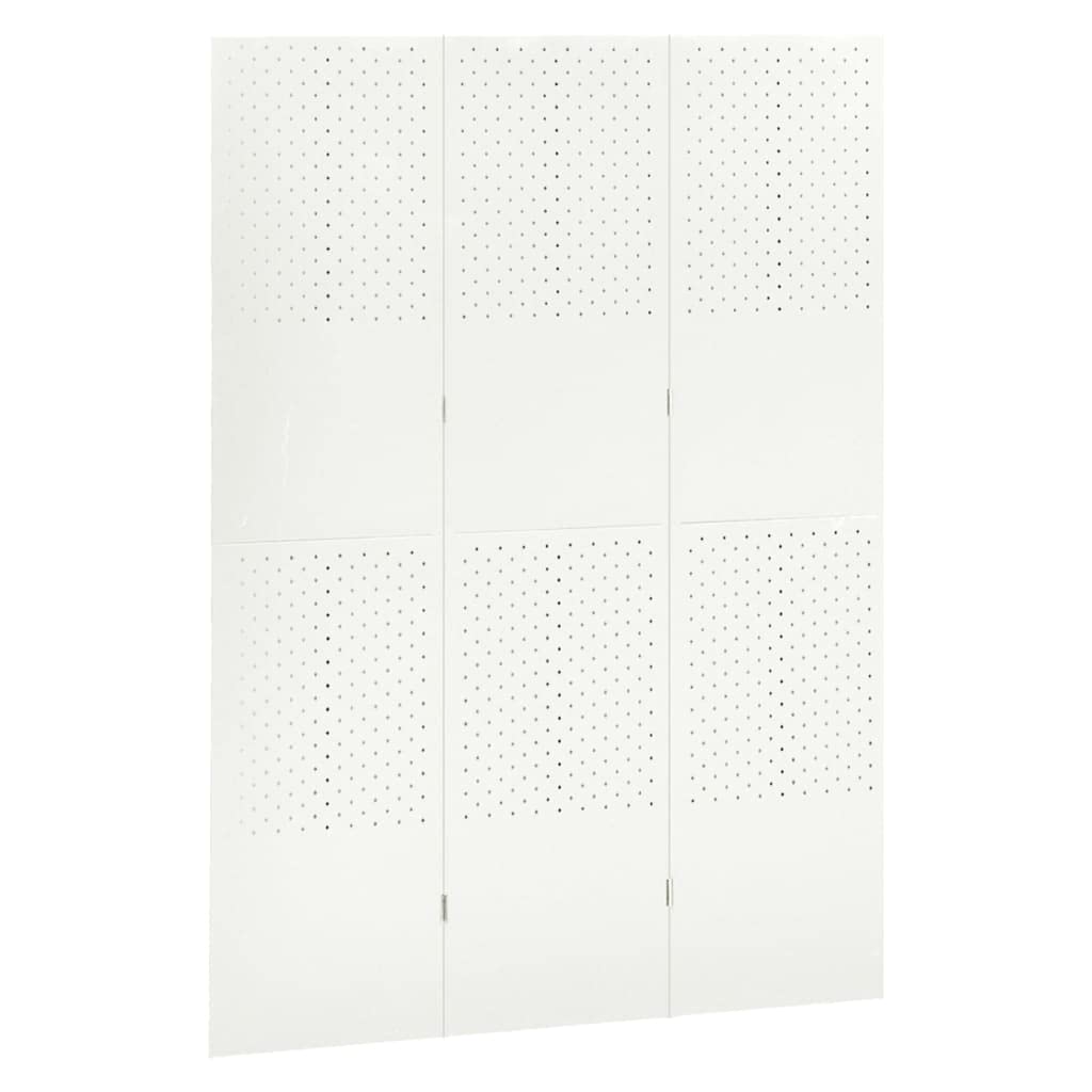 vidaXL 3-Panel Room Divider in White - 47.2"x70.9", Durable Steel Partition Screen with Rubber feet, Versatile for Bedroom, Dining Room & Living Room Decoration