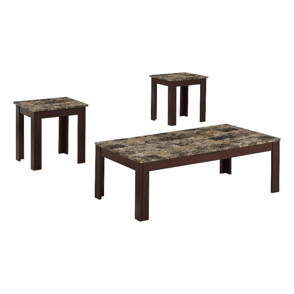 Coaster Home Furnishings 3-Piece Faux Marble Top Occasional Set Brown