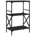 vidaXL Black Bookcase with Engineered Wood Construction, 3-Tier Storage Unit, Industrial Style Metal Frame, Adjustable Feet for Stability - 23.2"x13.8"x35.6"
