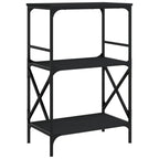 vidaXL Black Bookcase with Engineered Wood Construction, 3-Tier Storage Unit, Industrial Style Metal Frame, Adjustable Feet for Stability - 23.2"x13.8"x35.6"