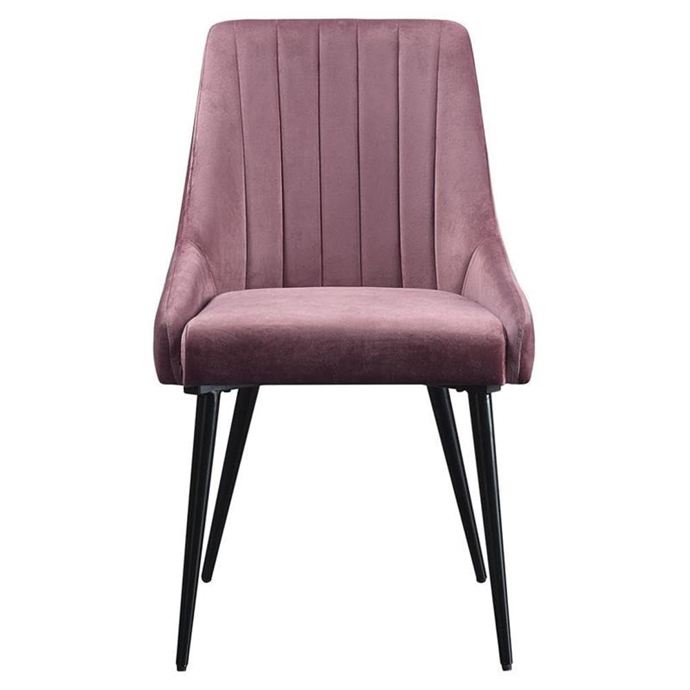 Acme Caspian Channel Tufted Fabric Side Chair in Pink and Black Set of 2