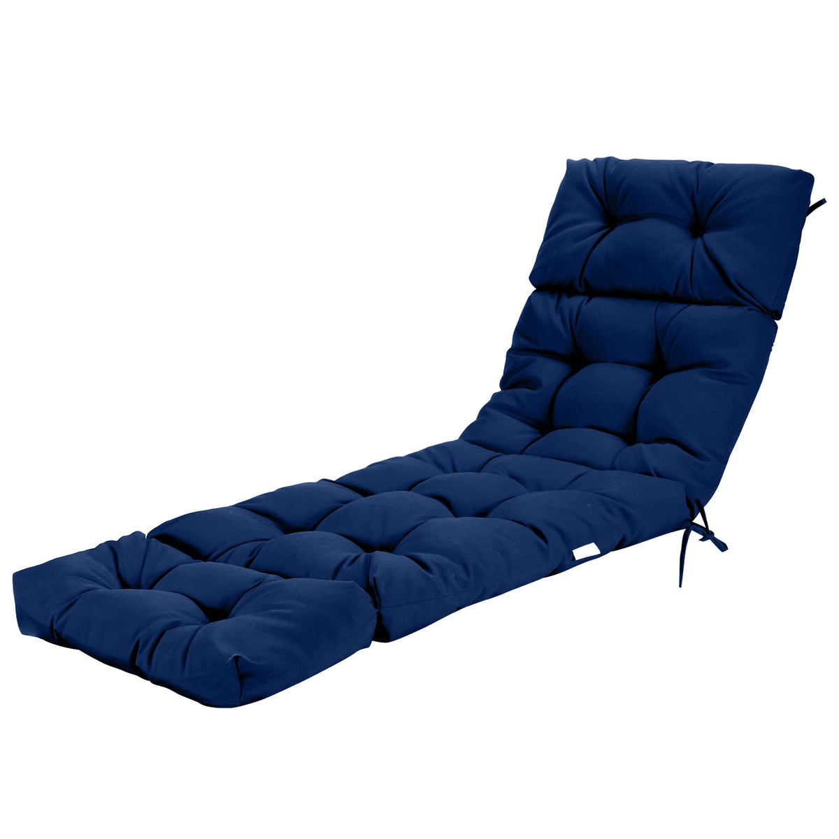 Chair, 72    X 22    X Chaise Lounge W/4 String Ties, Thickened, Tufted Patio Recliner For Outdoor Indoor Cushions, Navy
