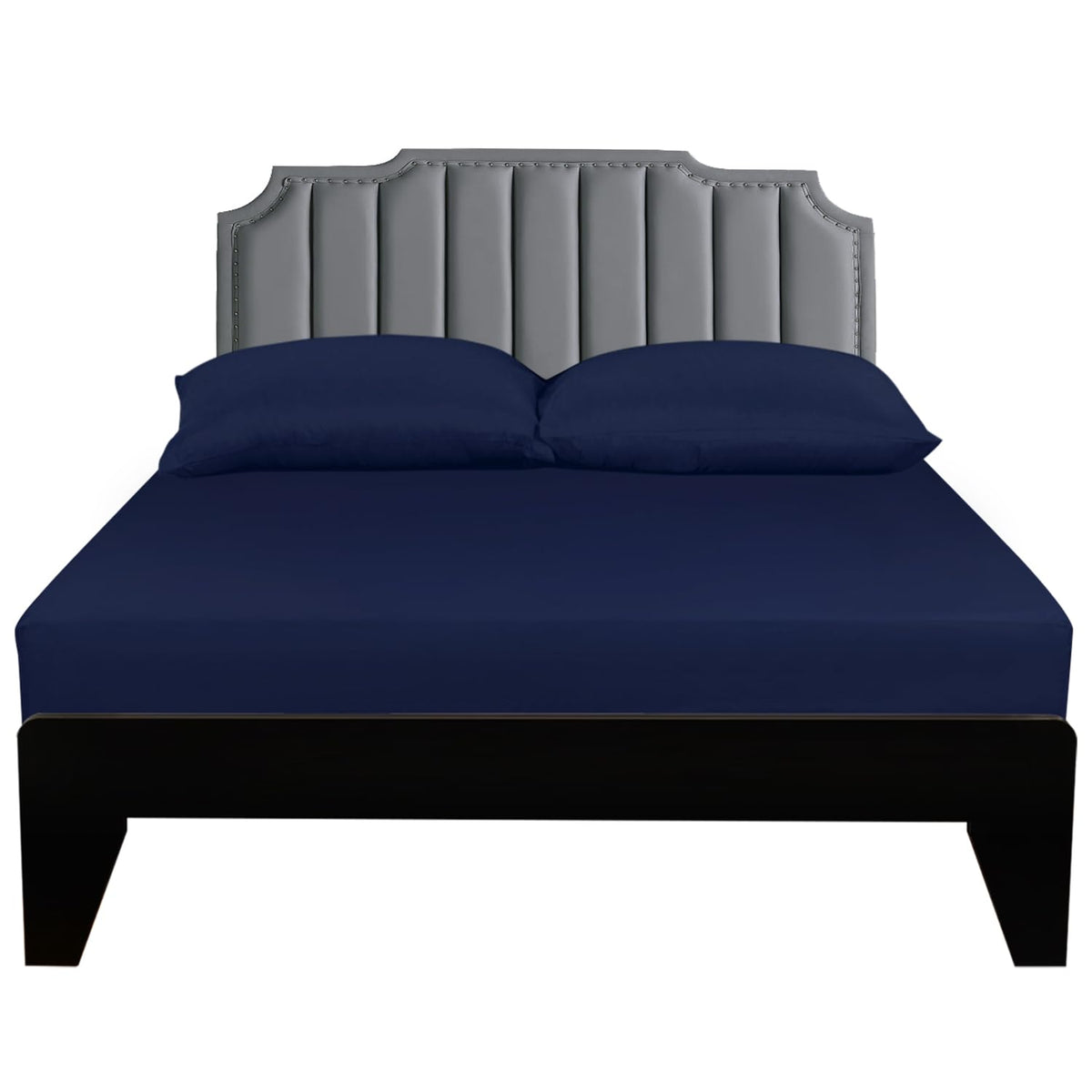Lirex Fitted Sheet, Queen Size 100% Egyptian Cotton 300 Thread Count Soft Breathable Fitted Sheet, 150X200Cm, Dark Blue