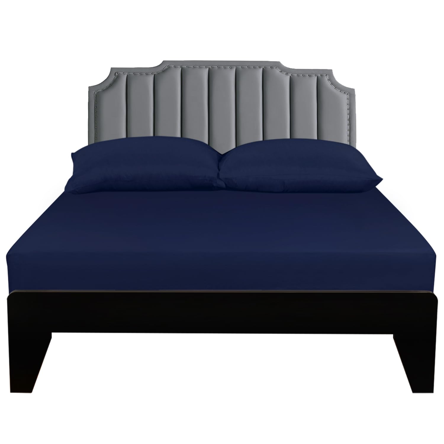 Lirex Fitted Sheet, Full Size 100% Egyptian Cotton 300 Thread Count Soft Breathable Fitted Sheet, 135X190Cm, Dark Blue