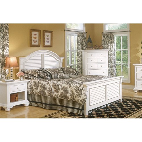 American Woodcrafters Cottage Traditions Solid Wood Queen Panel Bed In Eggshell White