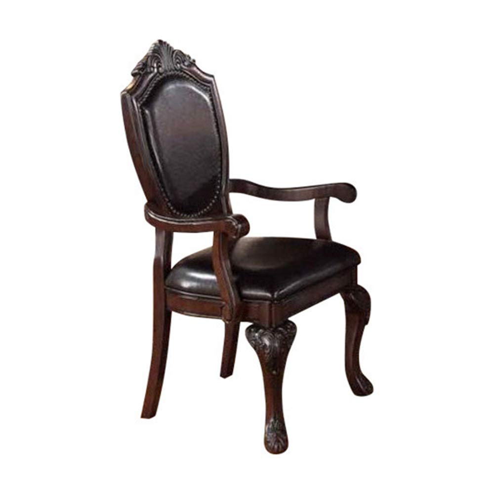 Benjara Rubber Wood Arm Chair, Set Of 2, Brown