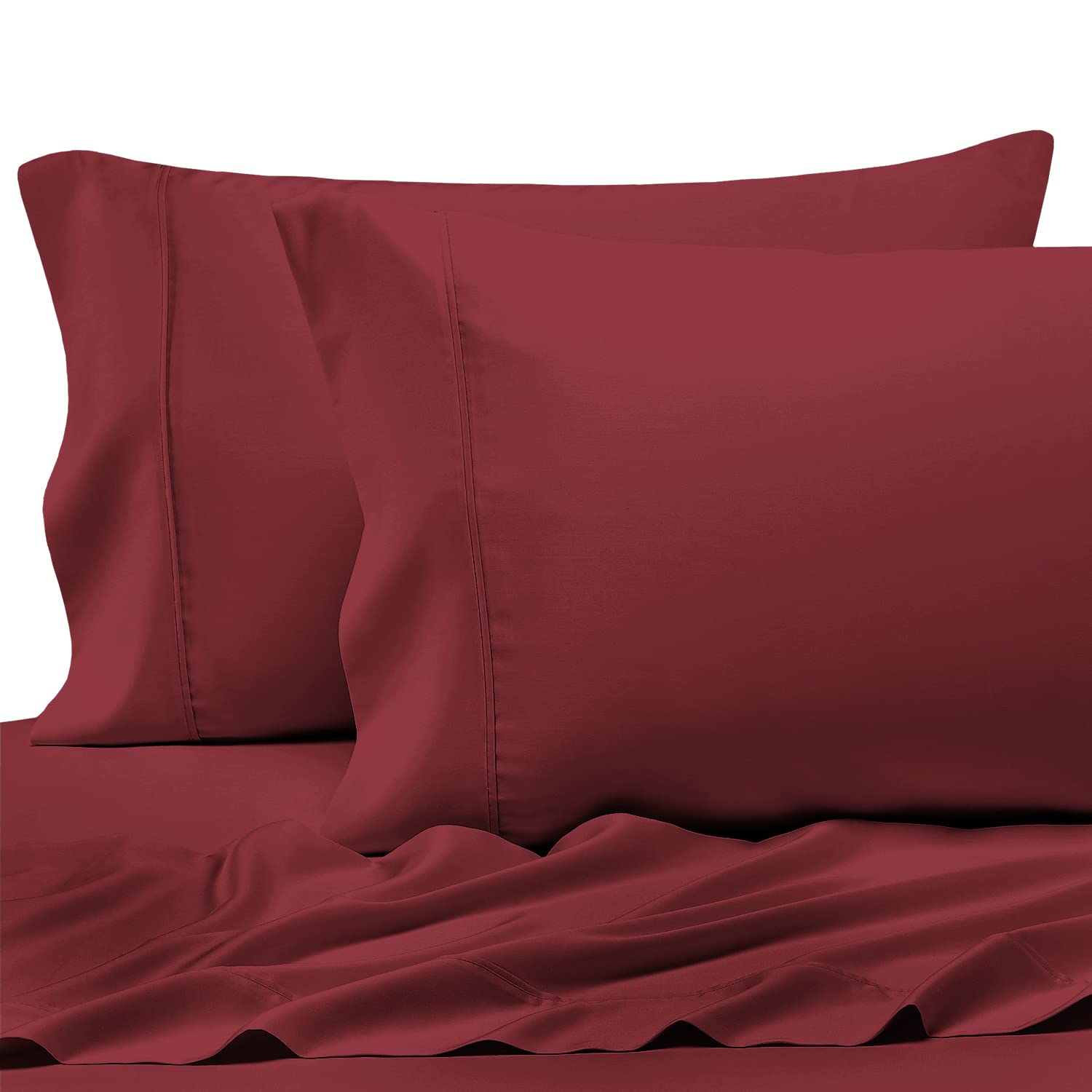 Pizuna Pure 100% Cotton Pillow Cases Queen Size Set Of 2 Rio Red, Luxurious 400 Thread Count Long Staple Cotton Sateen With Styl