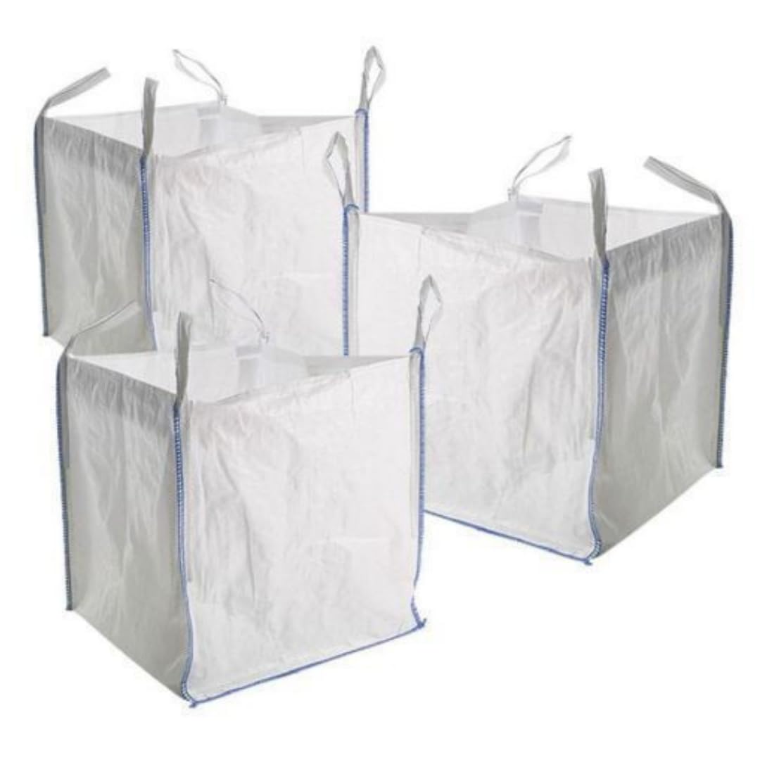 Airtech-Uk 2 X New Fibc Bulk Builders Garden Jumbo 1 Ton Bag Waste Sacks With Handles 85 Cm X 85 Cm X 85 Cm Open Top Plain Botto