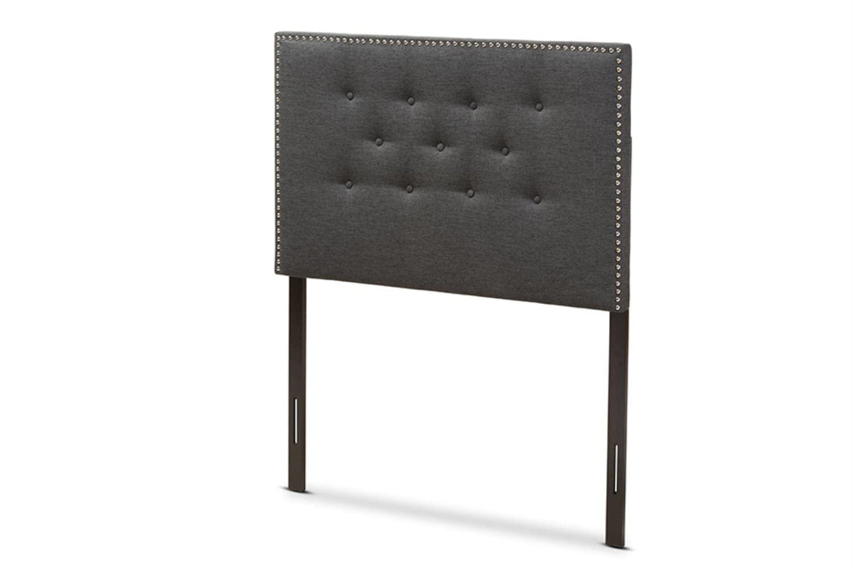 Baxton Studio Windsor Modern and Contemporary Dark Grey Fabric Twin Size Headboard Grey/Twin//Contemporary/Fabric Polyester 100%'/LVL/Foam