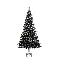 Vidaxl 47.2" Black Artificial Christmas Tree - Eco-Friendly Pvc With Led Lights, Complete Decoration Set With Balls And Peak, Durable Steel Stand Included