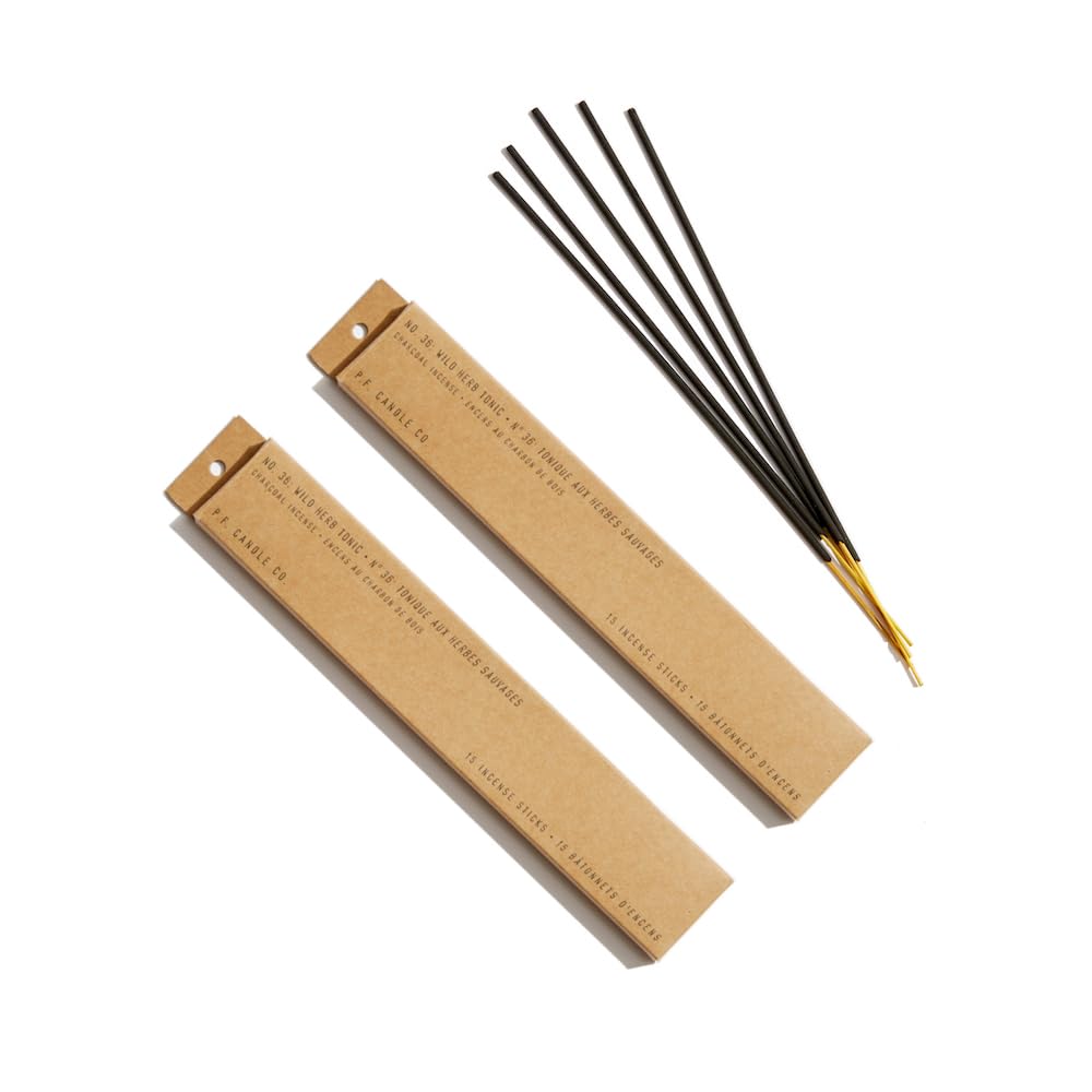 P.F. Candle Co. Wild Herb Tonic Classic Scented Hand-Dipped Incense Sticks (2-Pack) 1 Hour Burn Time, Charcoal-Based