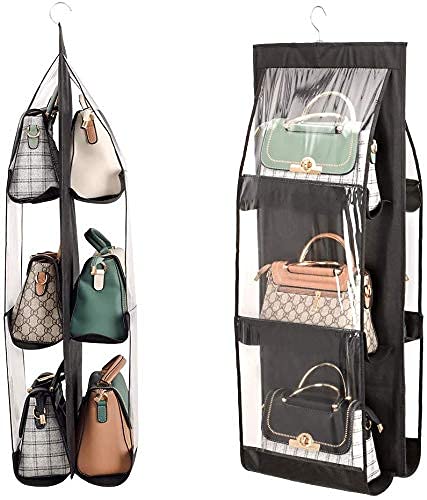 Rhydon 6Pocket Hanging Storage Rack For Handbag Hanging Storage Bag Organizer Closet Tidy Closet Organizer Wardrobe Rack Hanger