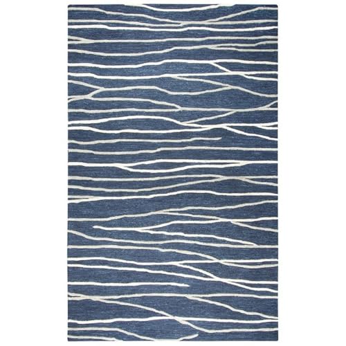 Rizzy Home Alora Decor Geneva 9' X 12' Lines Navy/Ivory Hand-Tufted Area Rug