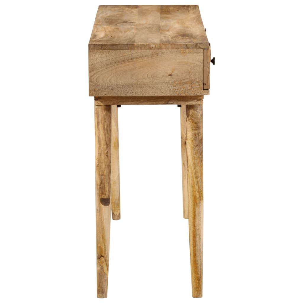 vidaXL Console Table with Drawers - Solid Mango Wood - Scandinavian Style - Brown - 43.3x 13.8x 29.5 - Hallway/Office/Living Room