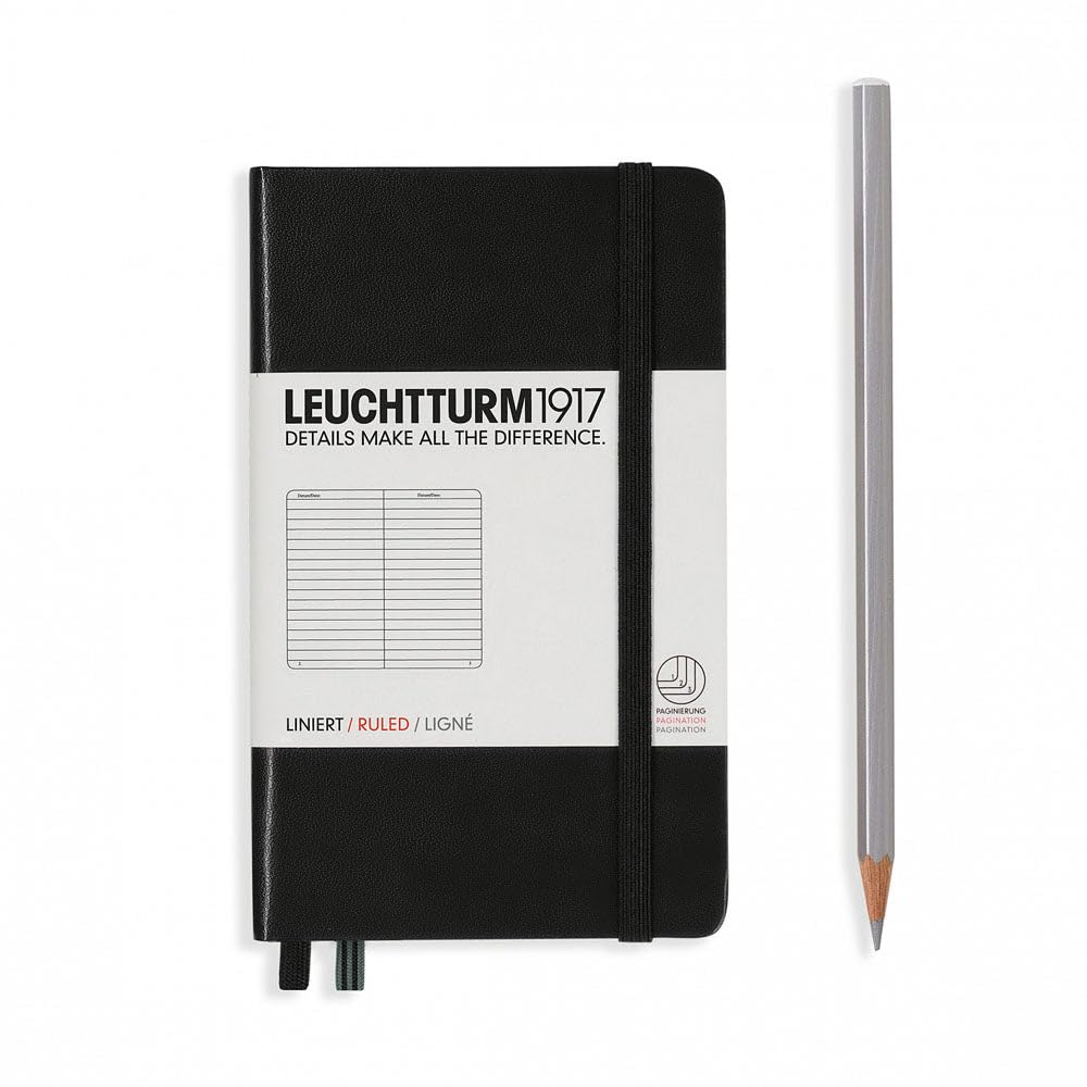 Leuchtturm Hardcover Pocket A6 Ruled Notebook [Black]