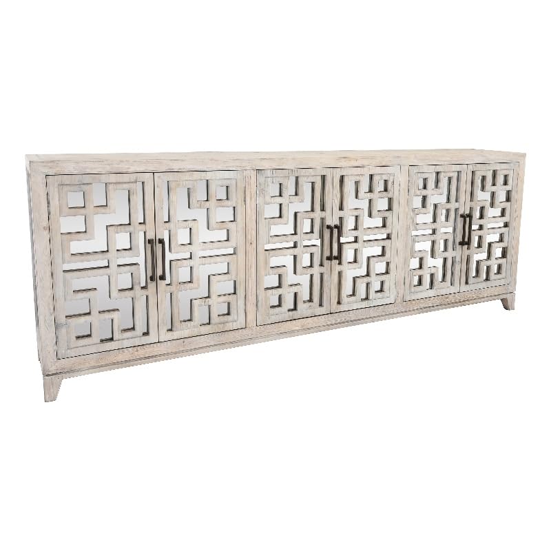Kosas Home Arley 6-Door Transitional Wood Sideboard in Distressed Ivory