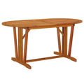 vidaXL Outdoor Patio Dining Table in Brown - Solid Eucalyptus Wood with Umbrella Hole - Farmhouse Style - 63x33.5x29.5 Dimension