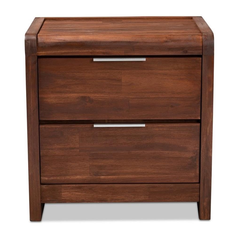 Baxton Studio Torres Brown Oak Finished 2-Drawer Wood Nightstand