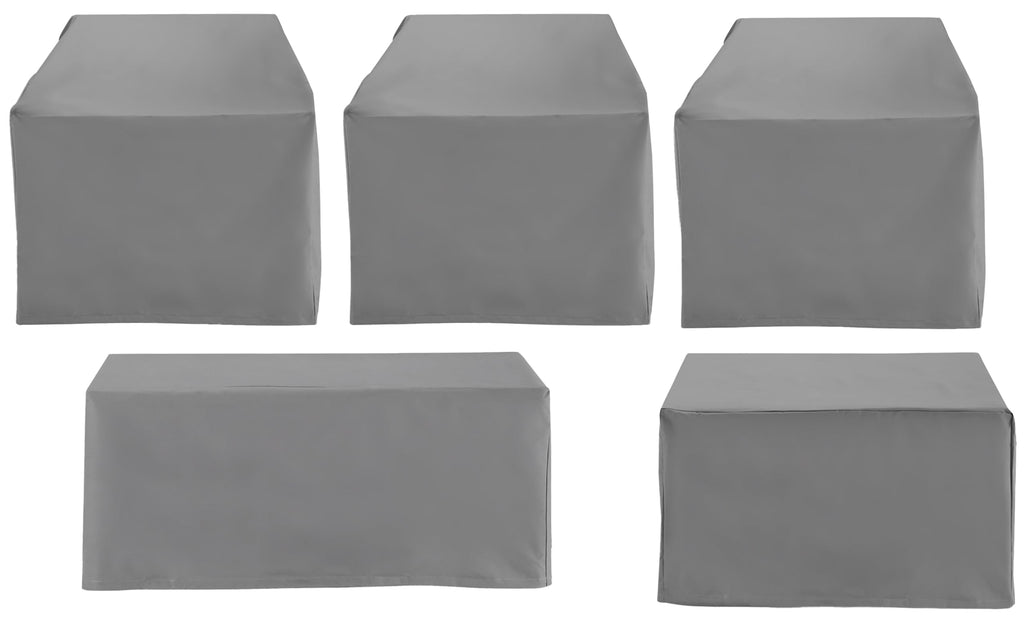 Crosley Furniture Patio Furniture Covers, Waterproof 5-Piece Cover Set for Outdoor Sectional Sofa Sets, Gray