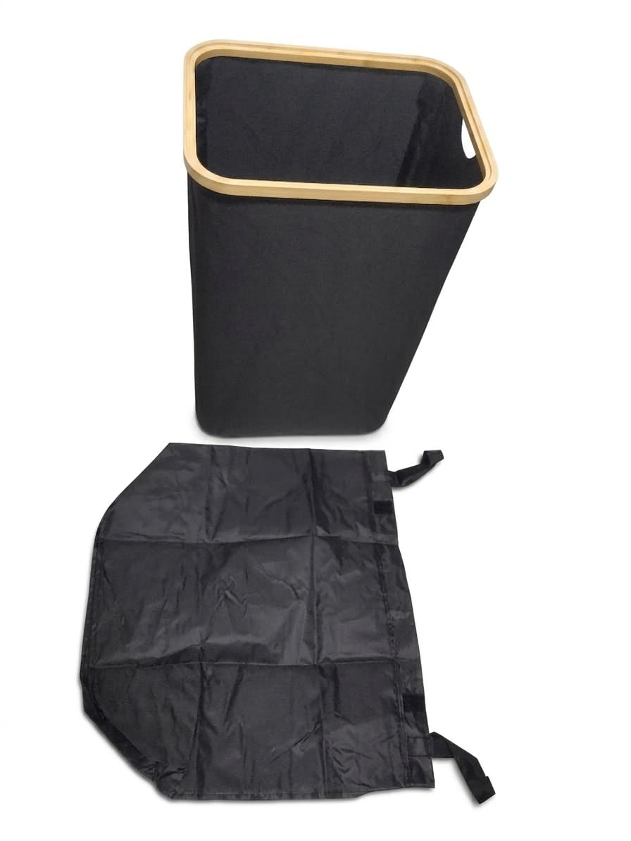 Slim Bamboo Laundry Hamper with Lid, Collapsible Clothes Hamper with Removable Inner Bag and Fiberglass Support Rods, Narrow Lau