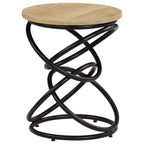 vidaXL Industrial End Table with Solid Mango Wood Round Top, Iron Legs, Vintage, Fully Handmade, Polished and Lacquered, Ideal as Side Table or Coffee Table, 15.7"x19.7" Brown and Black