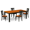 East West Furniture QUAV5-BCH-W 5 Piece Dining Set Includes a Rectangle Dining Room Table with Butterfly Leaf and 4 Kitchen Chairs, 40x78 Inch, Black & Cherry