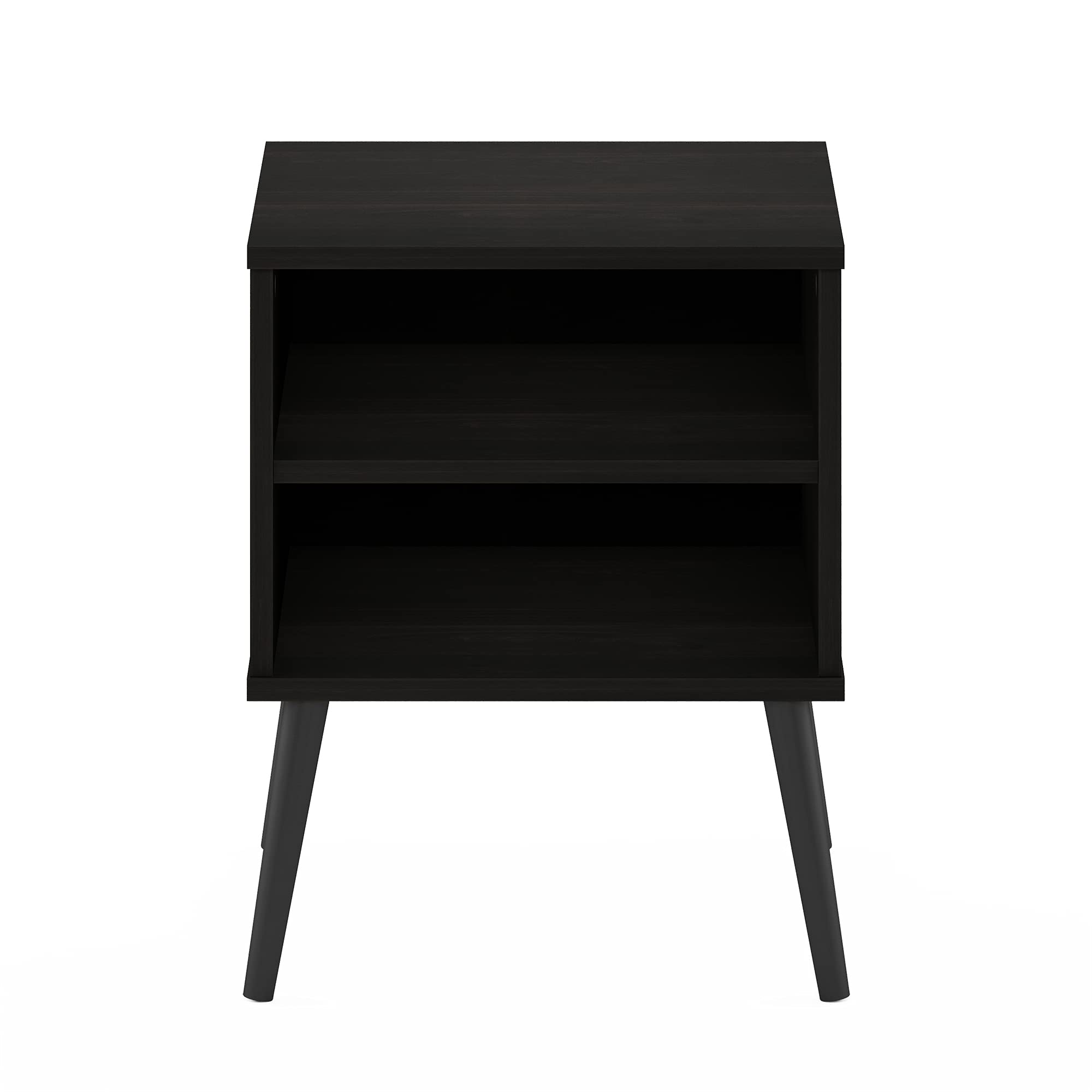 Furinno Claude Mid Century Style End Table with Wood Legs, Espresso