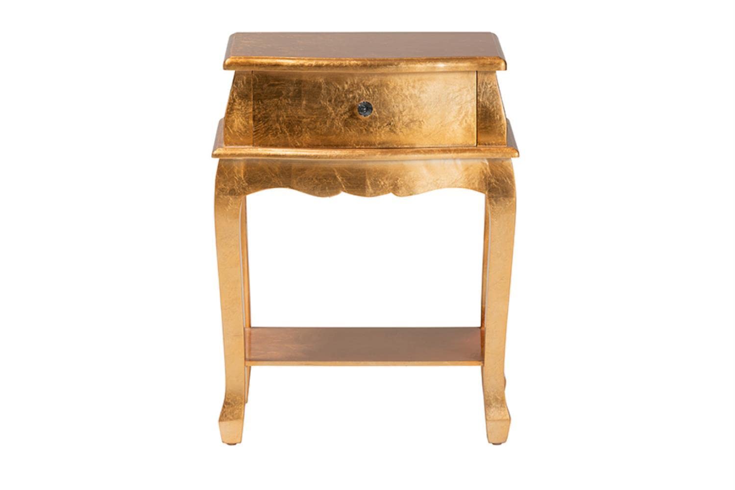Baxton Studio Harriet Gold Finished Wood 1-Drawer End Table