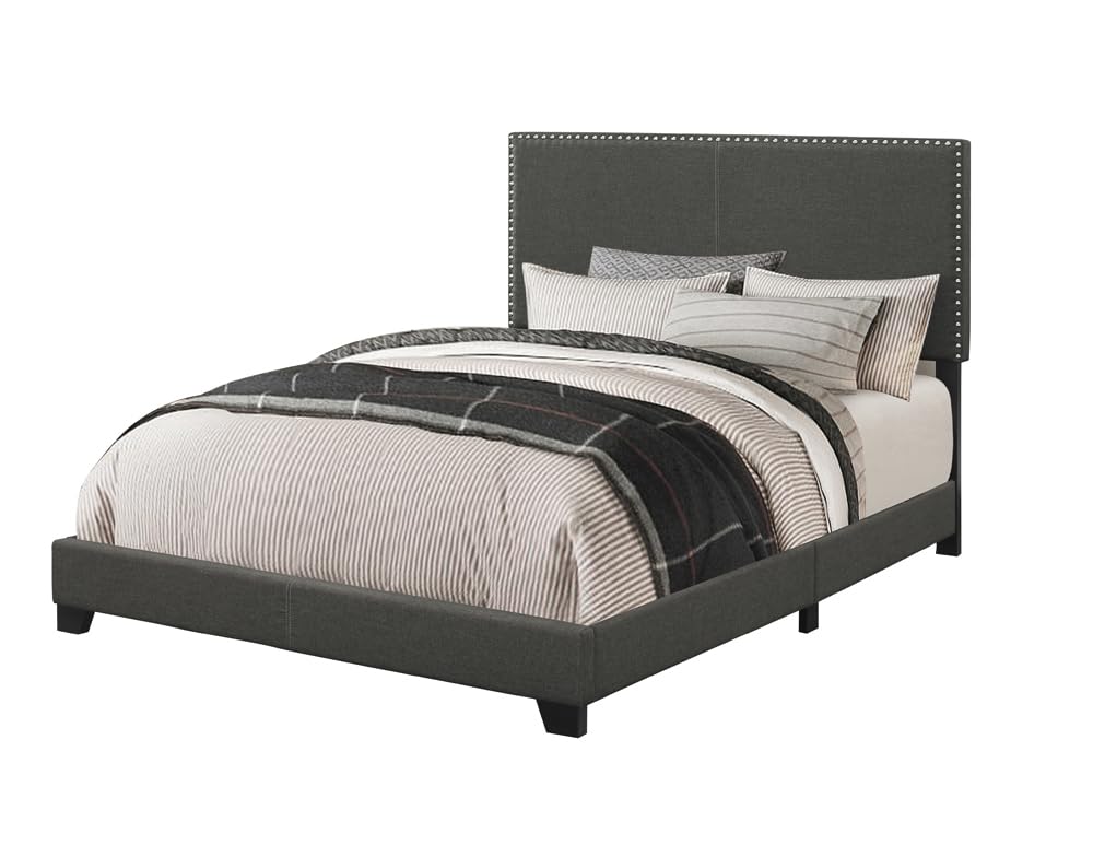 Coaster Home Furnishings Boyd Transitional Fabric Upholstered Queen Size Panel Bed Frame 50-inch Headboard Charcoal 350061Q