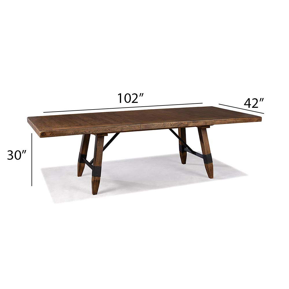 Carefree Home Furnishings River, 42 x 80-102" Trestle, Brown Standard Dining Tables, Weathered Saddle