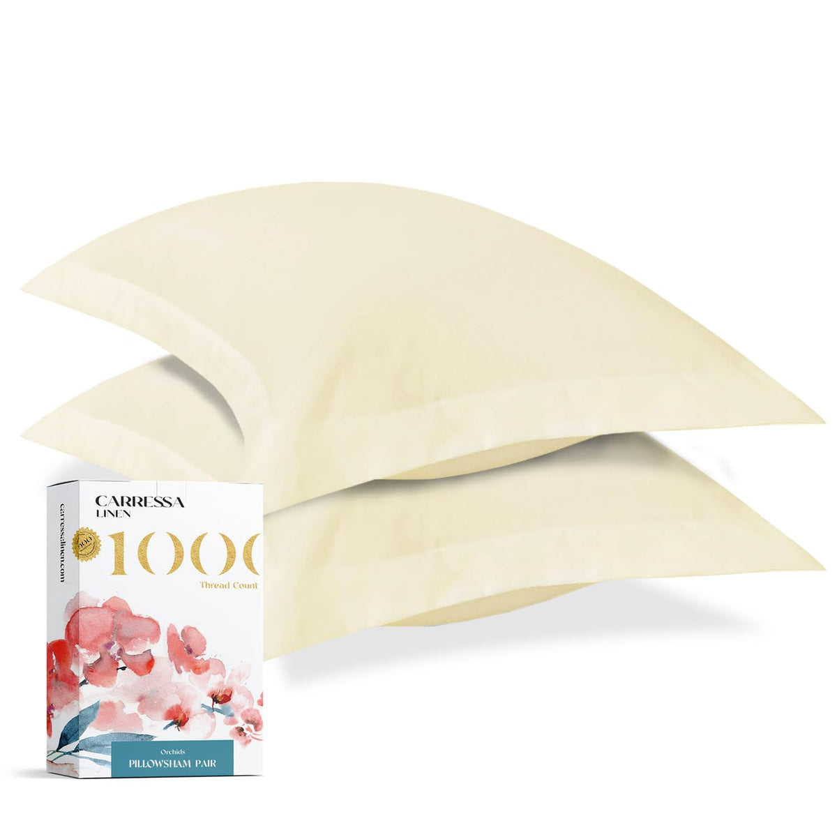 Carressa Linen Egyptian Cotton Pillow Shams With Envelope Closure Ivory 1000 Thread Count Cotton Pack Of 2 Euro 20 In X 36 In Iv