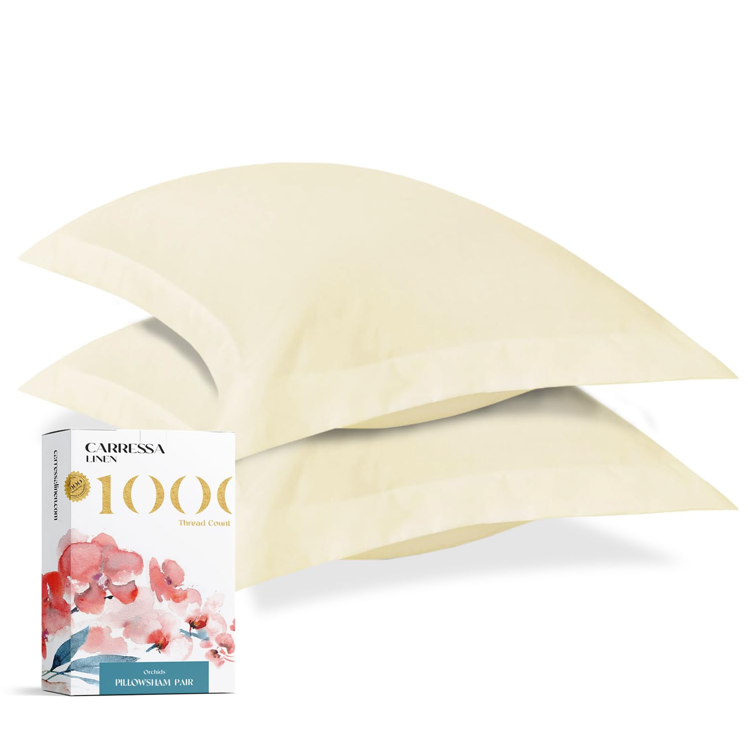 Carressa Linen Egyptian Cotton Pillow Shams With Envelope Closure Ivory 1000 Thread Count Cotton Pack Of 2 Euro 20 In X 40 In Iv