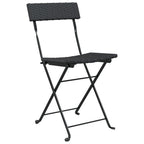 vidaXL 2 pcs Black Folding Bistro Chairs with Durable Poly Rattan and Steel Frame for Garden and Terrace, Easy-to-Store Foldable Design