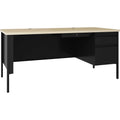 Lorell Fortress Series 66" Right Pedestal Desk - 66" x 29.5" x 30" Maple Surface