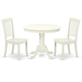 East West Furniture Anda3-Lwh-W Antique 3 Piece Set Contains A Round Kitchen Table With Pedestal And 2 Dining Room Chairs, 36X36 Inch