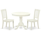 East West Furniture Anda3-Lwh-W Antique 3 Piece Set Contains A Round Kitchen Table With Pedestal And 2 Dining Room Chairs, 36X36 Inch