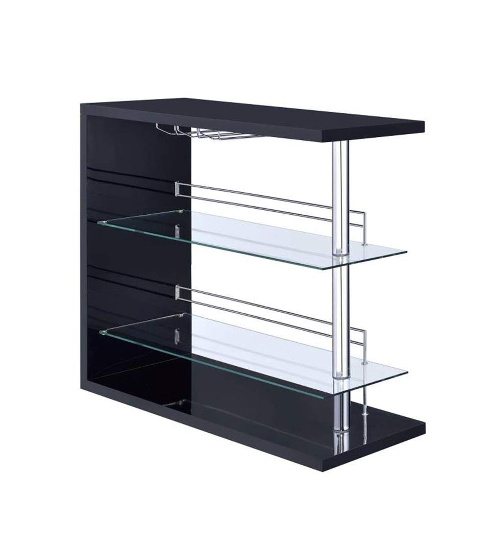 Prescott Rectangular 2-Shelf Bar Unit, Glossy Black