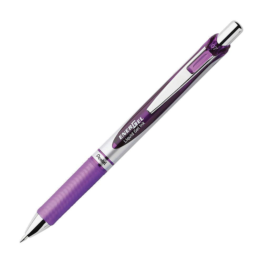 Pentel Energel Deluxe Rtx Retractable Liquid Gel Pen, 0.7Mm, Metal Tip, Violet Ink, 2 Pack (Bl77Bp2V)