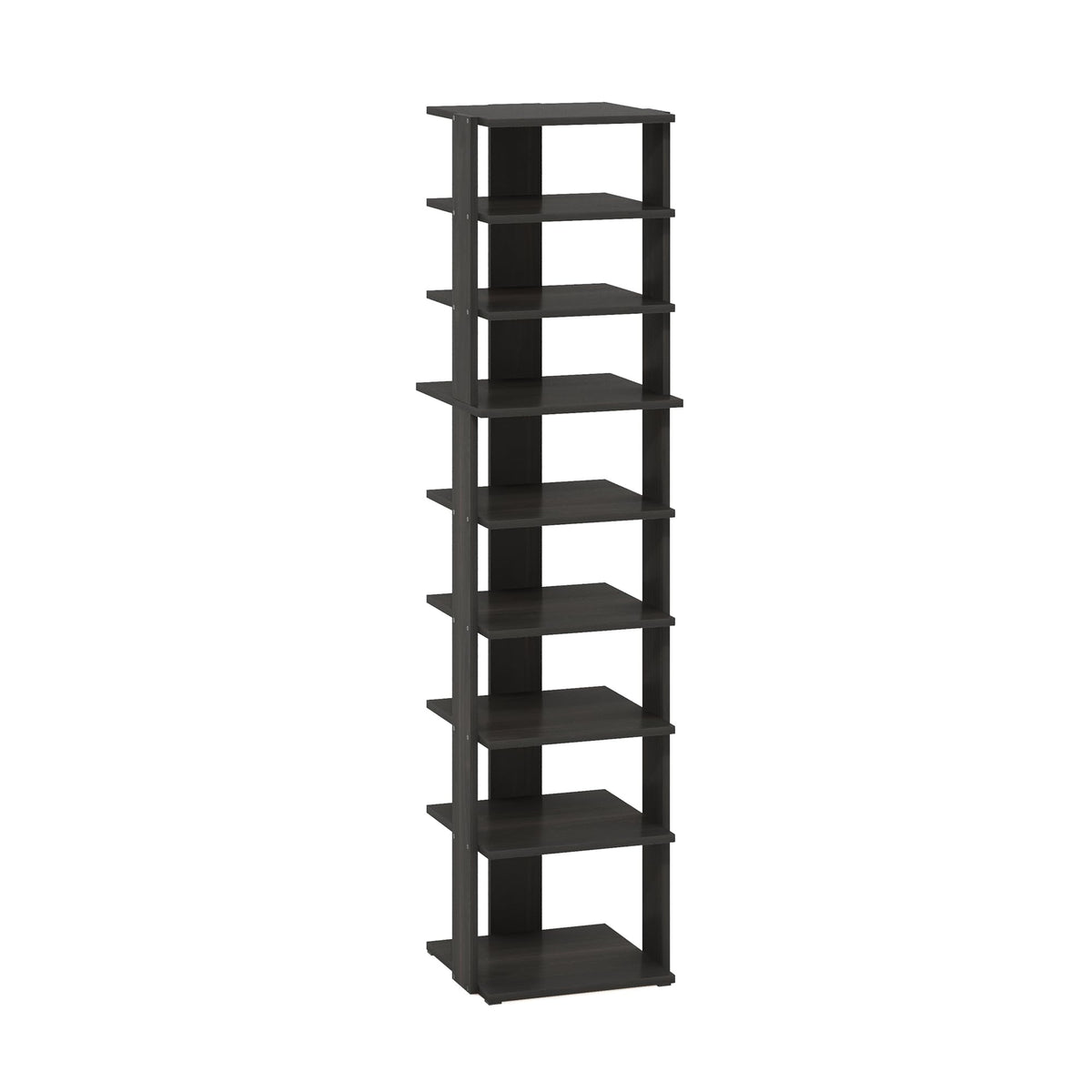 Furinno Compact 9-Tier Vertical Space Saving Free Standing Shoe Tower, Shoe Rack for Closet Entryway, Espresso