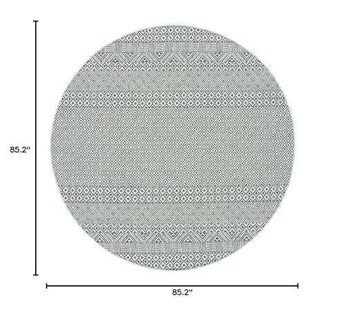 Safavieh Courtyard Collection 7'1' Round Grey/Black Cy8235 Indoor/ Outside Waterproof Easy Cleansingpatio Backyard Mudroom Area Mat