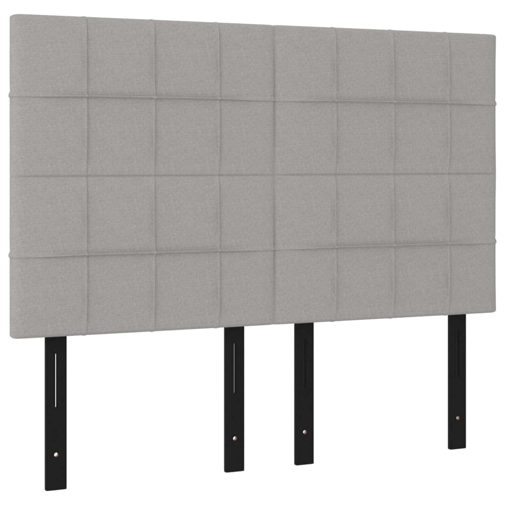 Vidaxl Set Of 4 Stylish Light Gray Fabric Headboards - Classy Bed Complements Made Of Larch Wood
