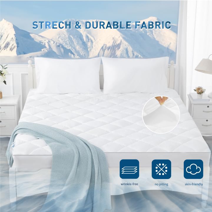 Sunflower Cooling Quilted California King Mattress Protector, Mattress Pad Cal King Chill Soft, Calking Mattress Cover, 18-22' Extra Deep Pocket Thin Version, Machine Washable Durable