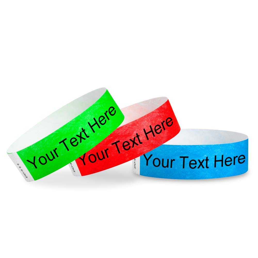 Wristco Custom Printed Wristbands - Select A Color, Quantity & Personalize Any Text To Wrist Band Id Bracelets For Events Concer